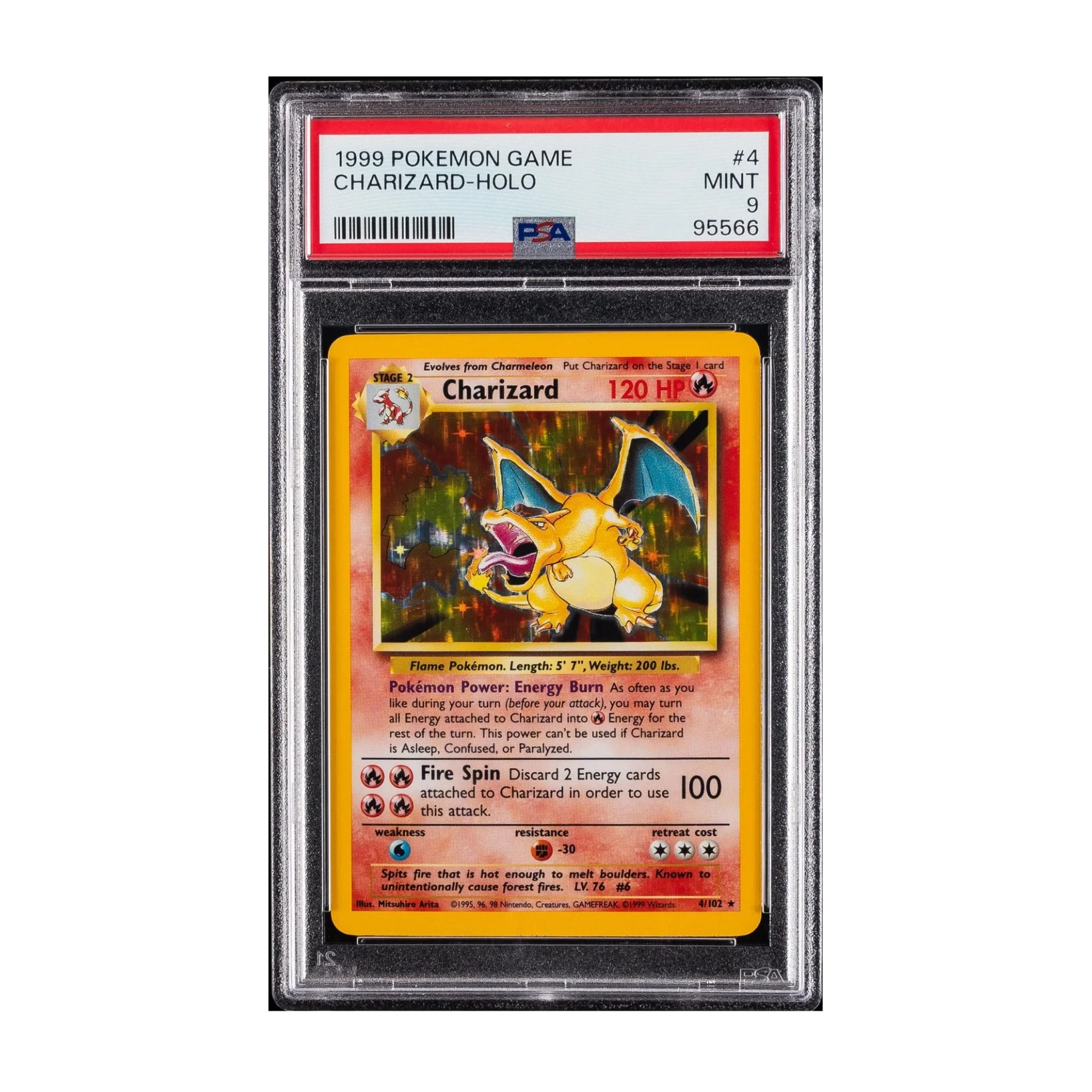 1999 Pokémon Base Set Unlimited #4 Charizard Holo PSA 9