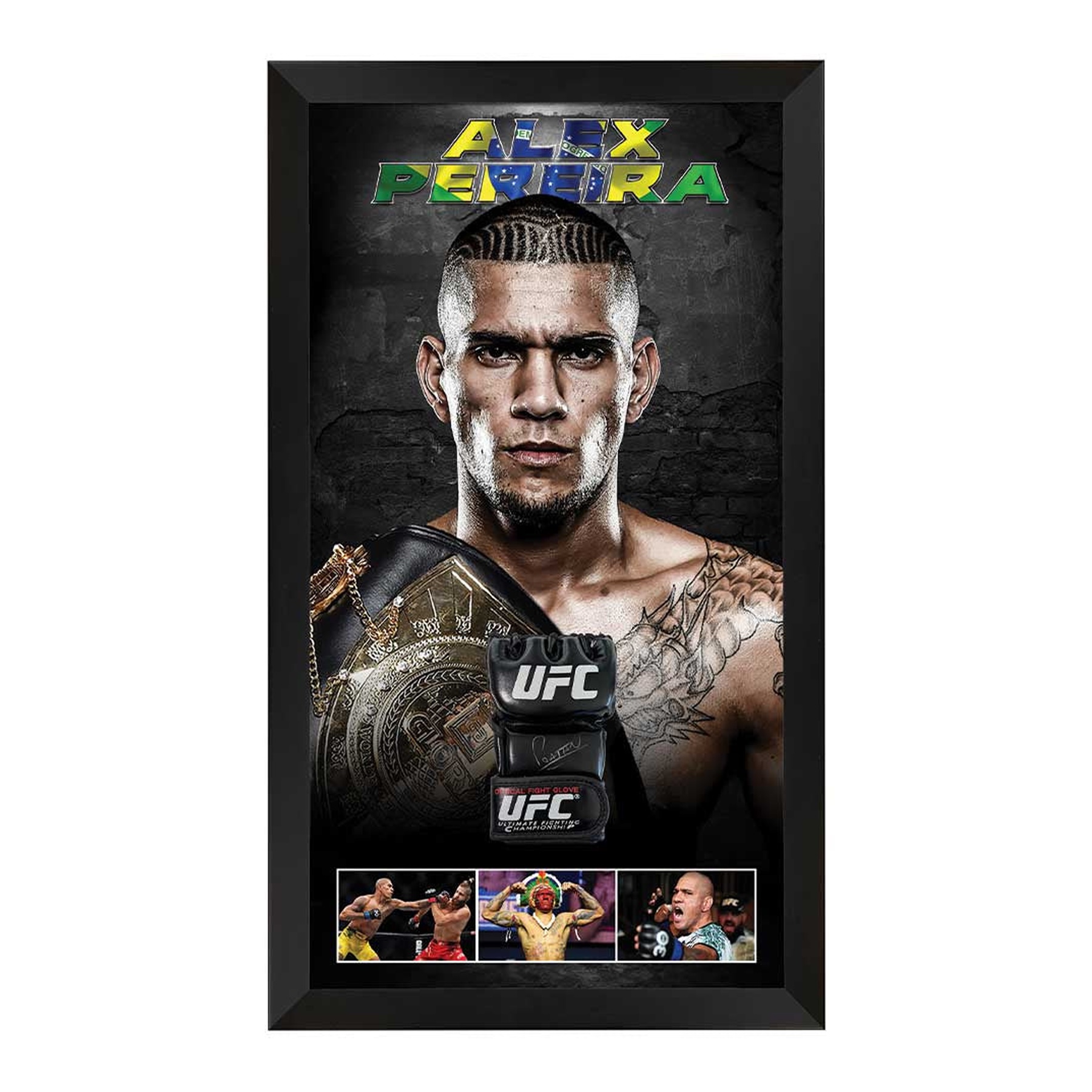 Alex Pereira Autographed UFC Glove, Framed + COA